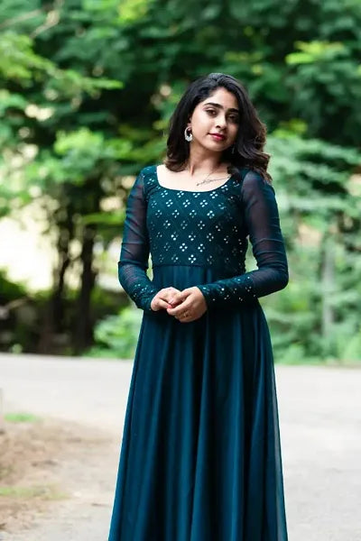 Bollywood Style Georgette Ethnic Gowns (B_BLUE)