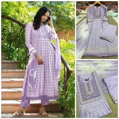 Stylish Rayon Kurtas For Women With Pant & Dupatta (KP-1)