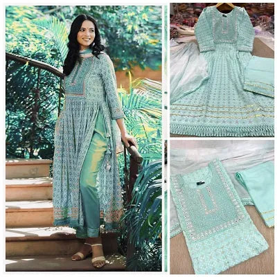 Stylish Rayon Kurtas For Women With Pant & Dupatta (KP-4)