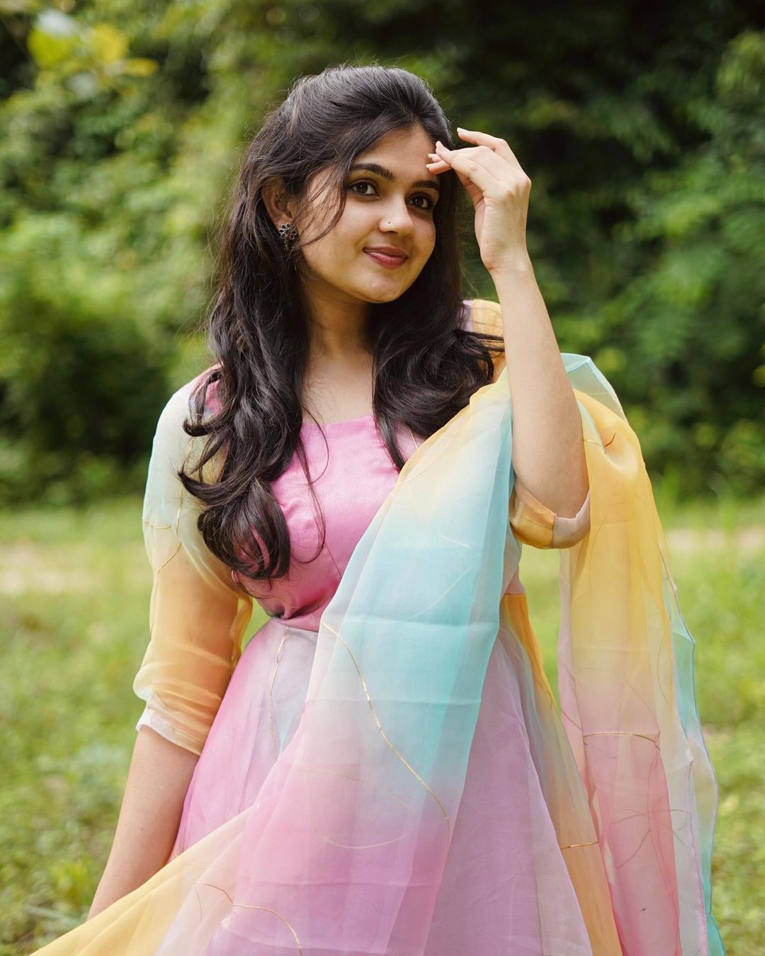 Multicoloured Tissue Digital Printed Gown For Women With Dupatta (Premium Quality III)